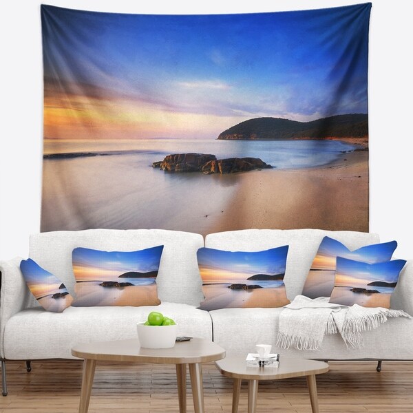 Designart 'Beautiful Sunset in Cala Violina Beach' Seashore Wall Tapestry
