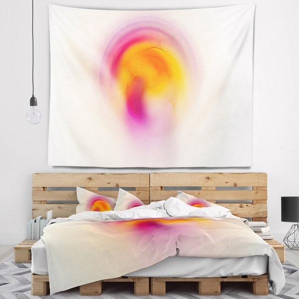 Designart 'Pink Yellow Luminous Misty Sphere' Abstract Wall Tapestry