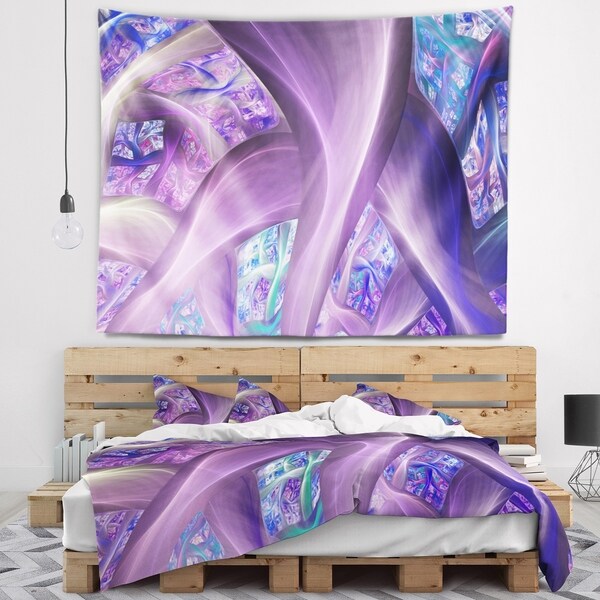 Designart 'Purple Blue Fractal Curves' Abstract Wall Tapestry