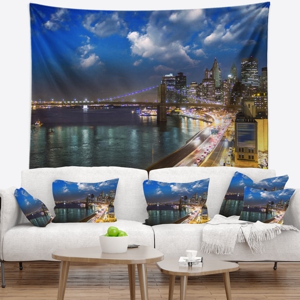 Designart 'New York City Wonderful Sunset View' Cityscape Photo Wall Tapestry