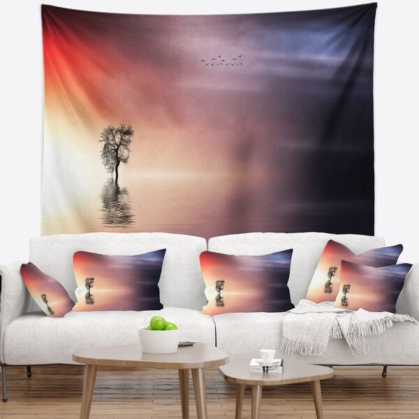 Designart 'Lonely Tree and Birds Panorama' Landscape Wall Tapestry