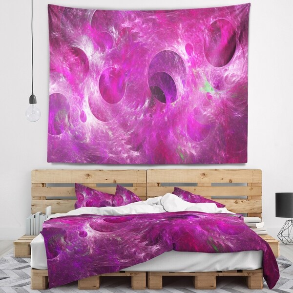 Designart 'Dark Pink Fractal Glass Texture' Abstract Wall Tapestry