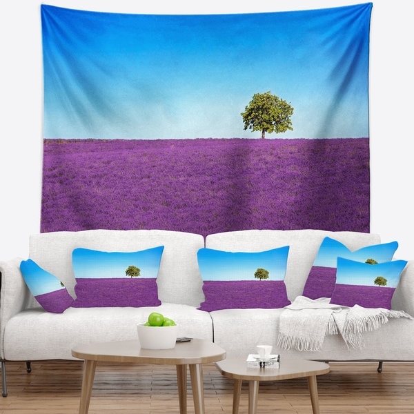 Designart 'Lonely Tree in Lavender Field' Landscape Wall Wall Tapestry