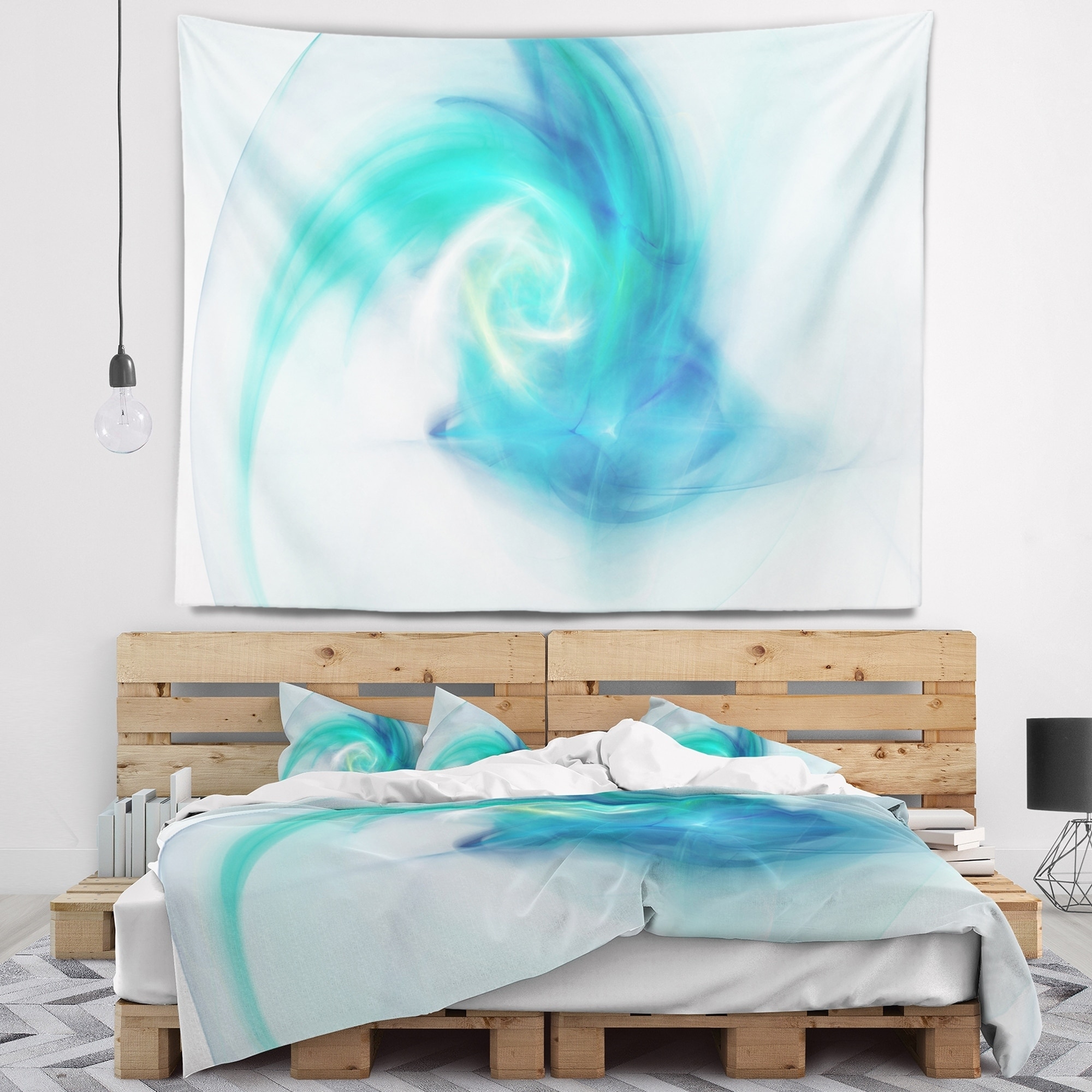 Light blue and grey tapestry hot sale