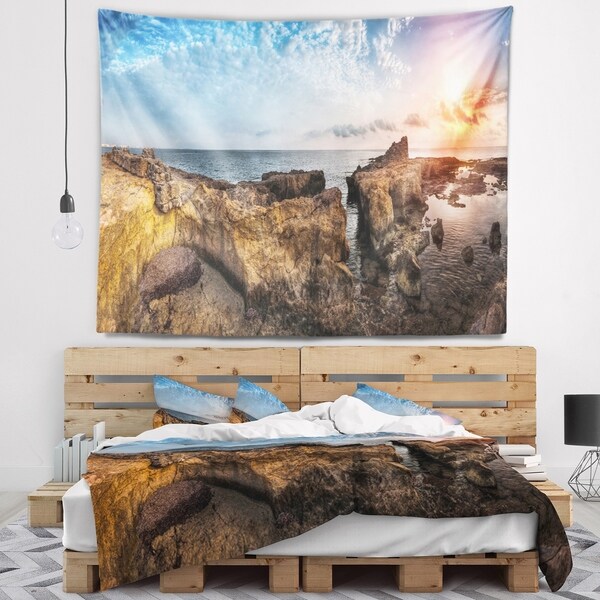 Designart 'Bright African Seashore Panorama' Oversized Beach Wall Tapestry