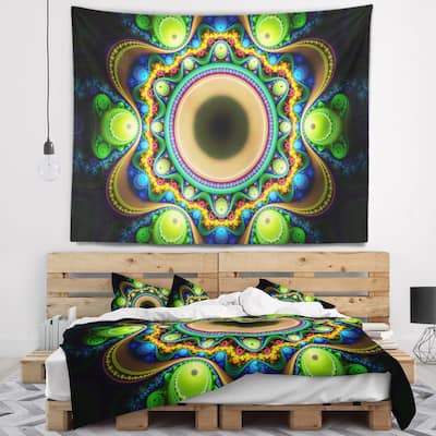 Designart 'Green Fractal Pattern with Circles' Abstract Wall Tapestry