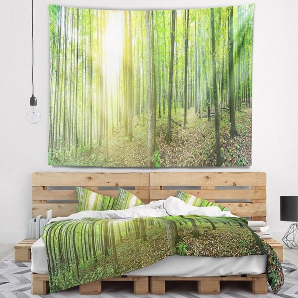 Designart 'Thick Green Forest Panorama' Landscape Wall Tapestry