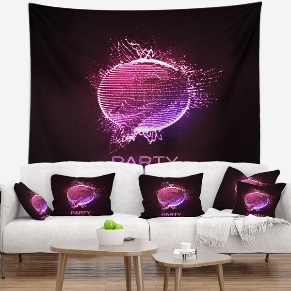 Designart 'Purple Party Neon Sign' Abstract Wall Tapestry