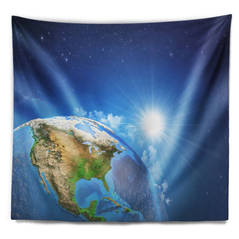 Designart 'Sunrise over the Earth Landscape' Abstract Wall Tapestry