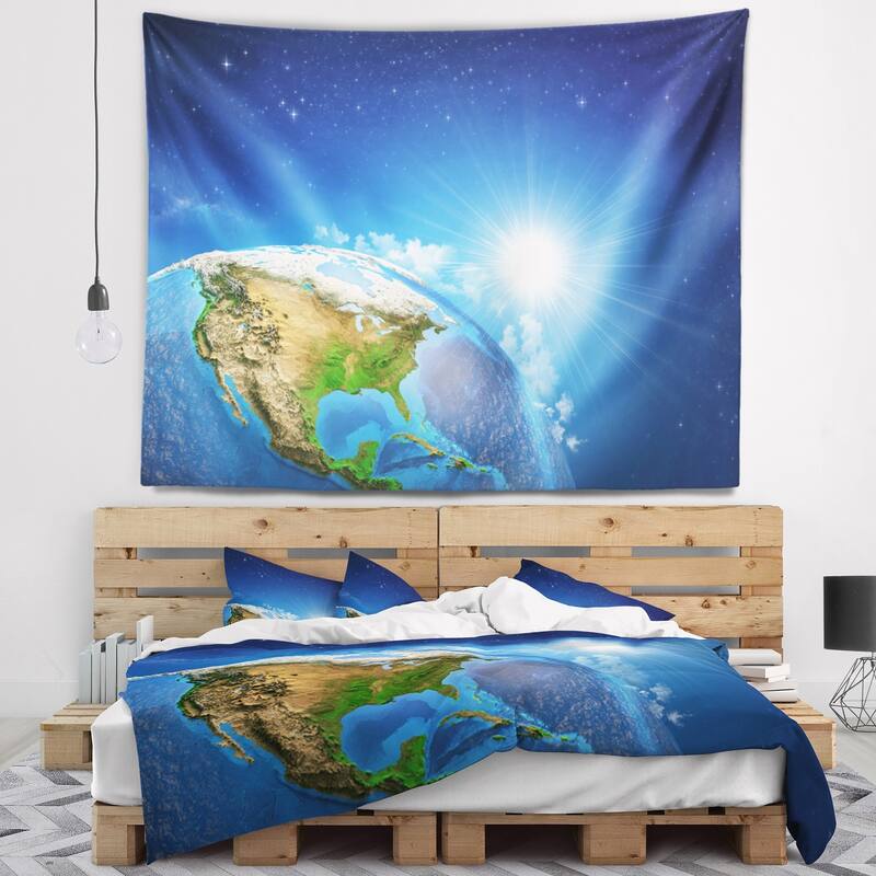 Designart 'Sunrise over the Earth Landscape' Abstract Wall Tapestry