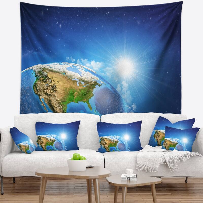 Designart 'Sunrise over the Earth Landscape' Abstract Wall Tapestry