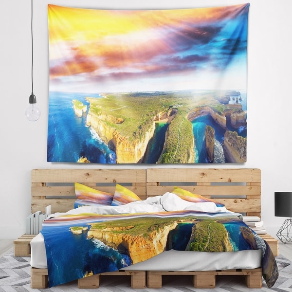 Designart 'Aerial View of Great Ocean Road' Seascape Wall Tapestry