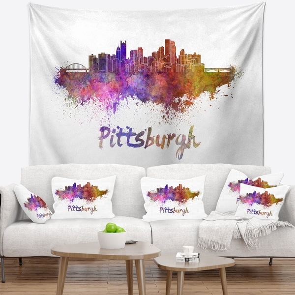 Designart 'Pittsburgh Skyline' Cityscape Wall Tapestry