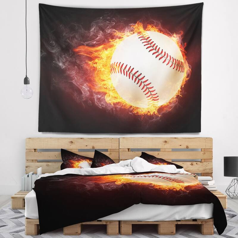 Designart 'Baseball Ball' Sport Wall Tapestry