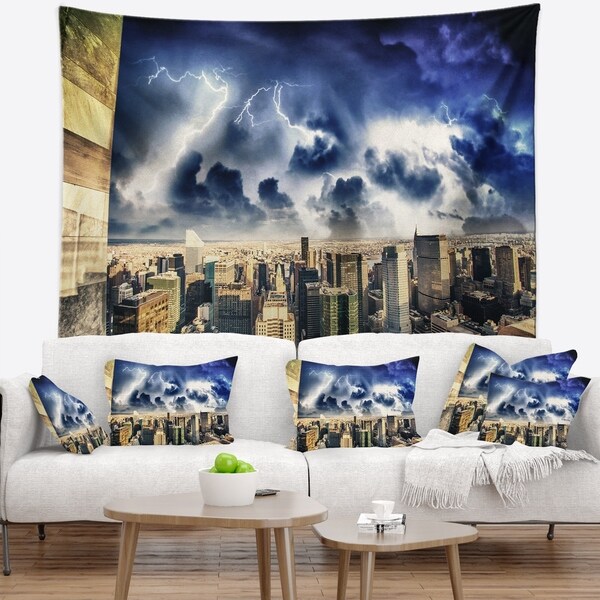 Designart Storm Above Manhattan Skyscrapers Cityscape Photo Wall