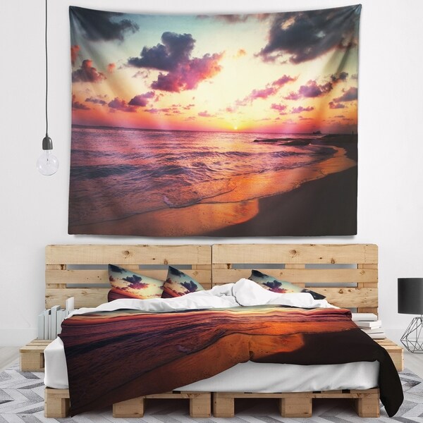 Designart 'Sea Sunset Landscape View' Seashore Wall Tapestry