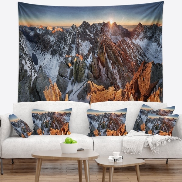 Designart 'Scenery of High Mountain with Lake' Landscape Wall Tapestry