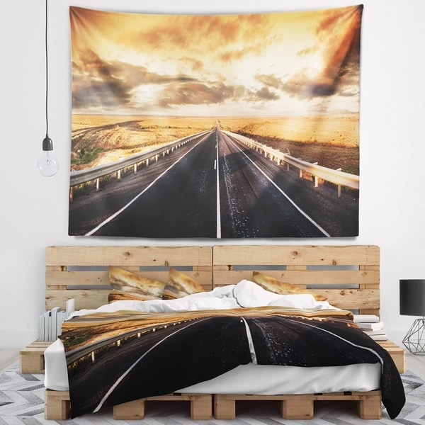 Designart 'Road through Desert Panorama' Landscape Wall Tapestry