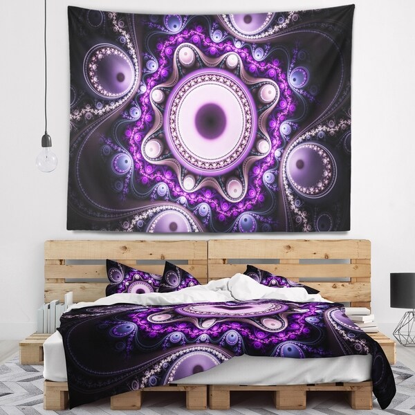 Designart 'Bright Fractal Circles and Waves' Abstract Wall Tapestry