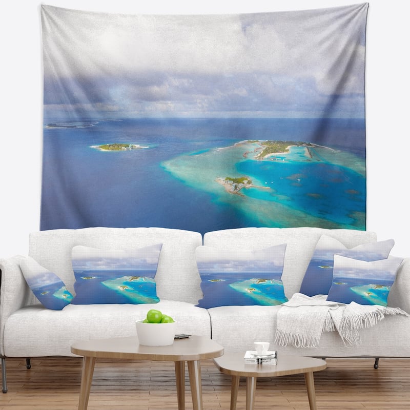 Designart 'Aerial View of Maldives Island' Modern Seascape Wall ...