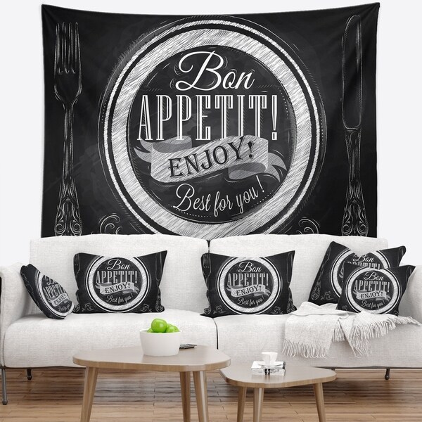 Designart 'Lettering on a Plate' Abstract Wall Tapestry