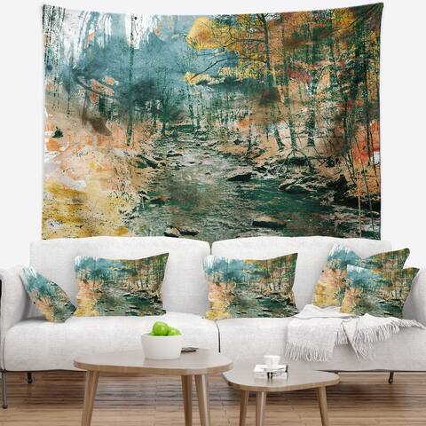 Designart 'Rocky River' Landscape Painting Wall Tapestry