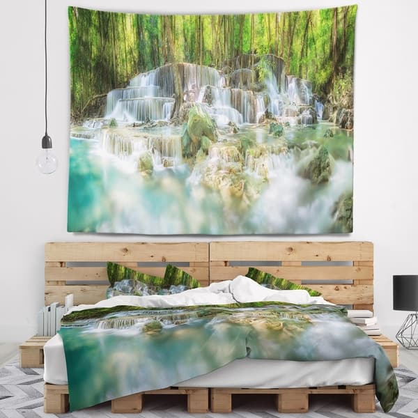 Designart 'Level 6 of Huaimaekamin Waterfall' Landscape Wall Tapestry - Bed  Bath & Beyond - 20922435