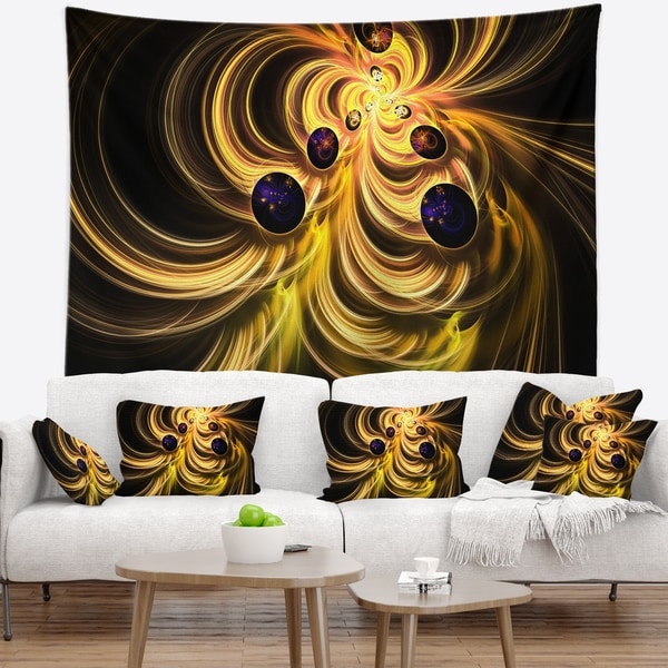 Designart 'Yellow Fractal Flames' Contemporary Wall Tapestry