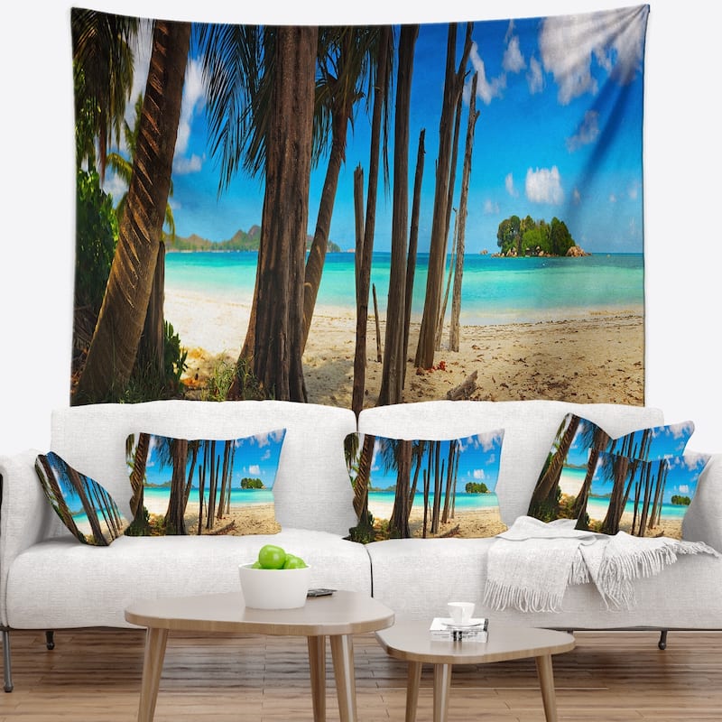 Designart 'Praslin Island Tropical Beach Panorama' Modern Seascape Wall ...
