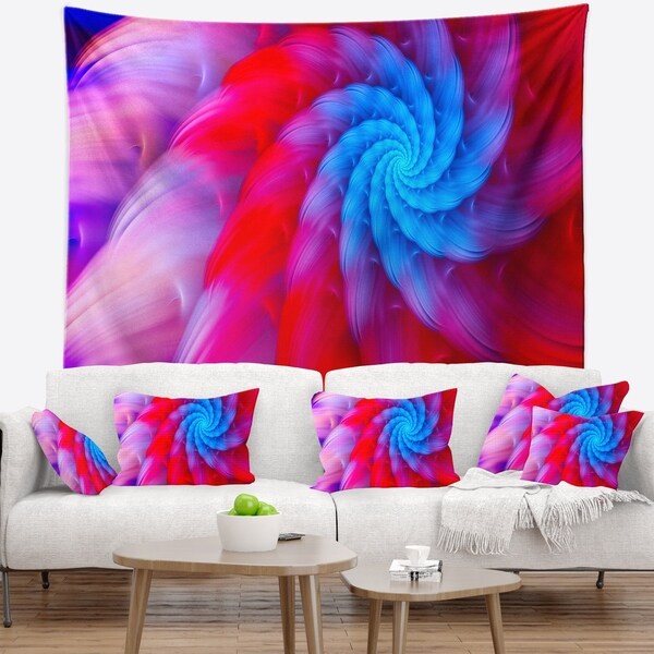 Designart 'Rotating Red Pink Fractal Flower' Floral Wall Tapestry