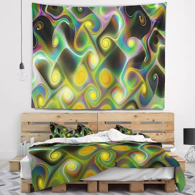 Designart 'Yellow Fractal Pattern with Swirls' Abstract Wall Tapestry