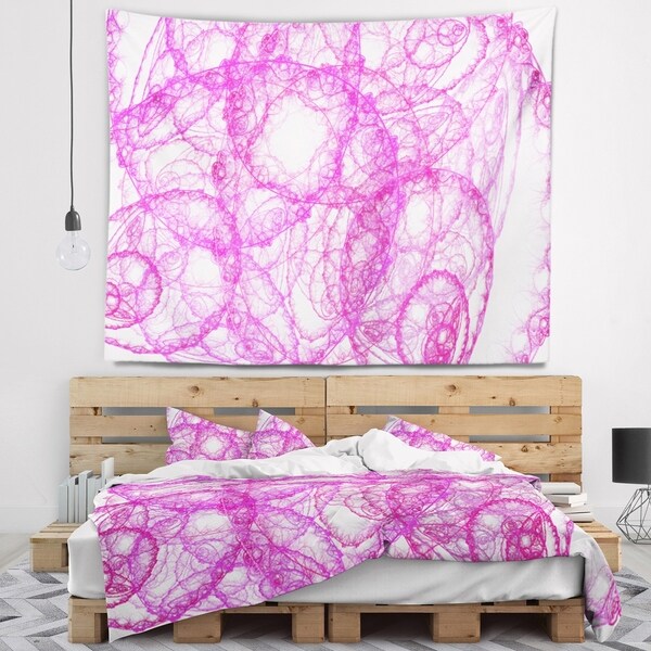 Designart 'Pink Pattern on White Background' Abstract Wall Tapestry