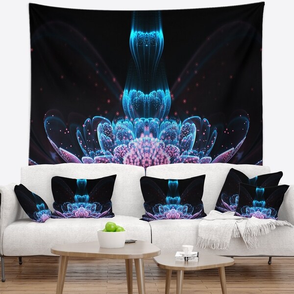 Designart 'Fractal Flower Blue Purple Digital Art' Floral Wall Tapestry