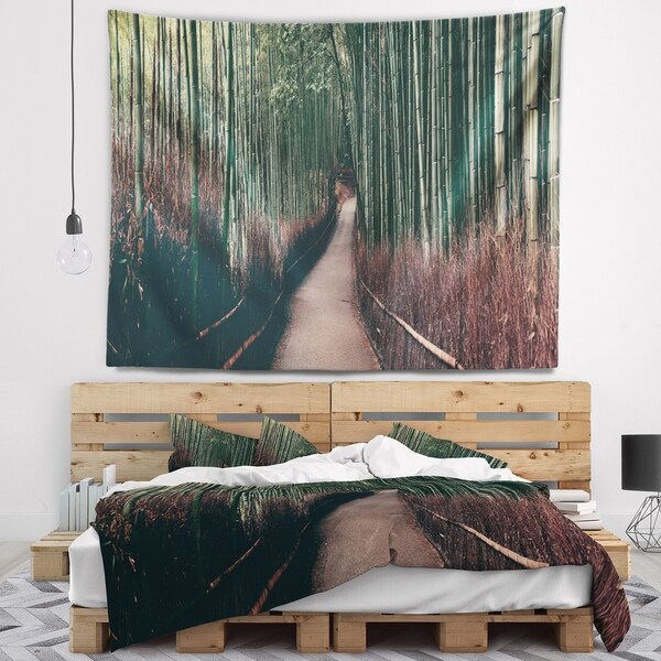 Designart 'Bamboo Grove in Arashiyama Panorama' Forest Wall Tapestry