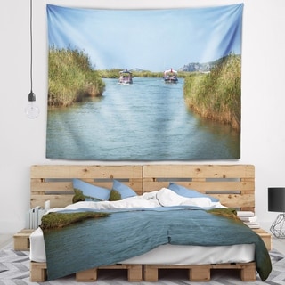 Designart 'Touristic River Boats' Landscape Photography Wall Tapestry ...