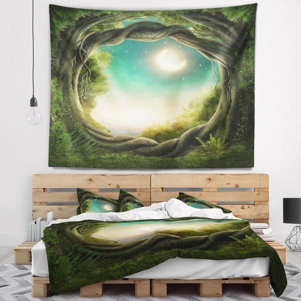 Designart Enchanted Dark Forest Landscape Photography Wall