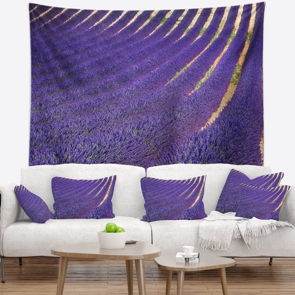 Designart 'Lavender Blooming Fields as Texture' Landscape Wall Wall Tapestry