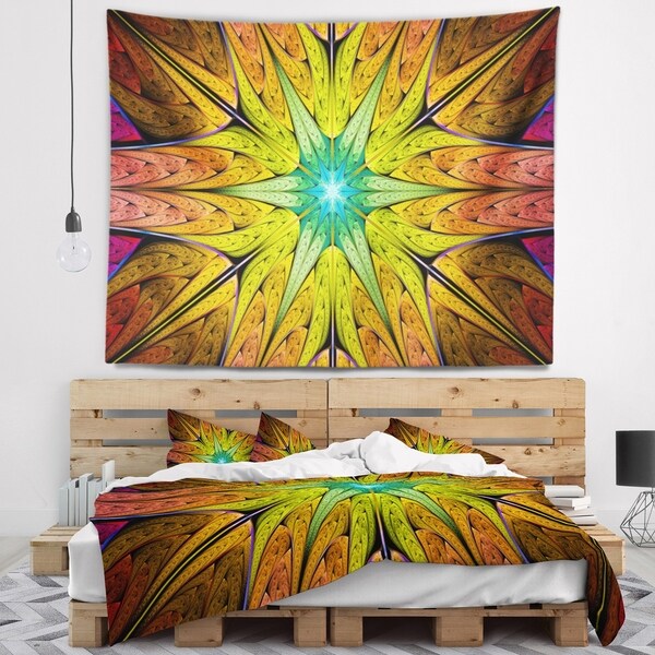Designart 'Extraordinary Fractal Yellow Design' Abstract Wall Tapestry