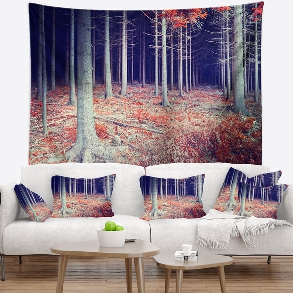 Designart 'Beautiful Fall Forest Panorama' Landscape Wall Tapestry