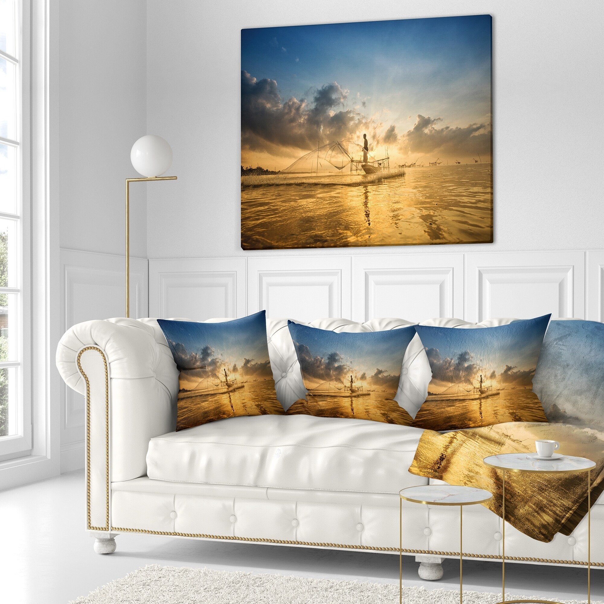 Designart Pakpra With Fisherman At Sunrise Landscape Fleece Throw Blanket On Sale Overstock 20922585 71 In X 59 In
