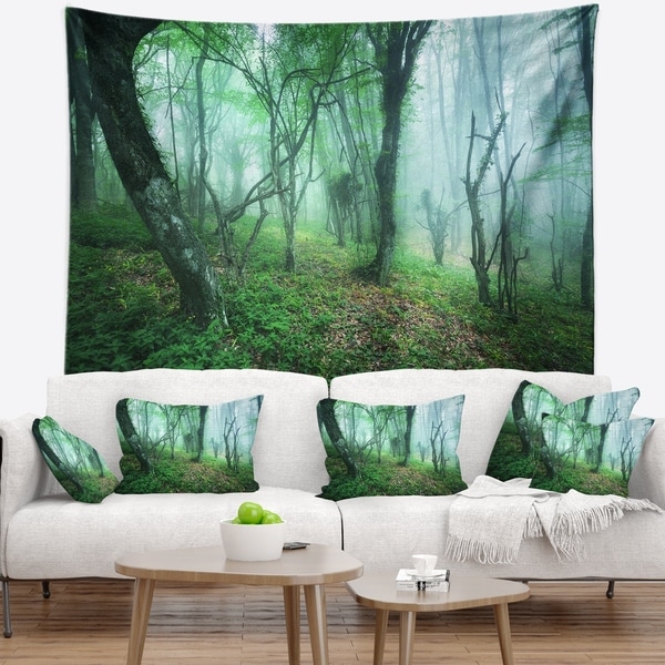 Designart 'Trail Through Green Forest' Landscape Photography Wall Tapestry