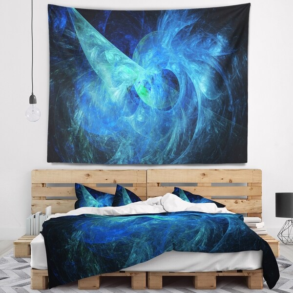 Designart 'Blue on Dark Fractal Illustration' Abstract Wall Tapestry