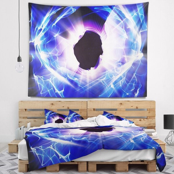 Designart 'Fractal Blue Light Shine' Abstract Wall Tapestry