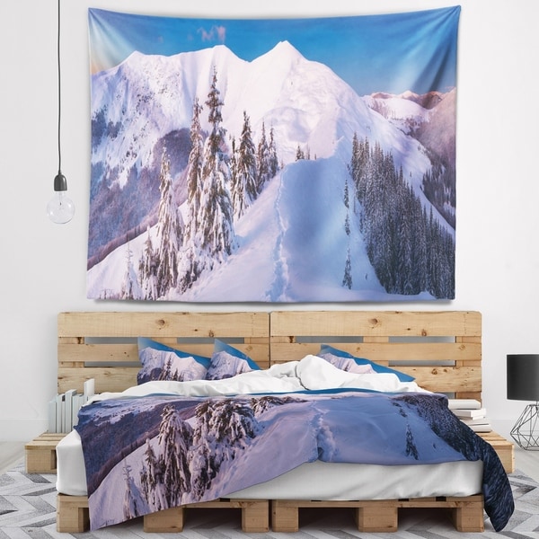Designart 'Frosty Winter Carpathians View' Landscape Wall Tapestry