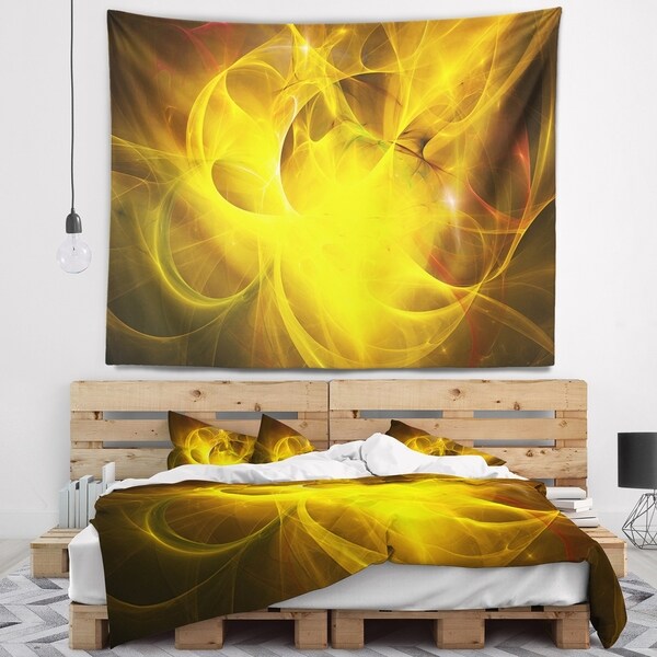 Designart 'Dark Yellow Nebula Star' Abstract Wall Tapestry