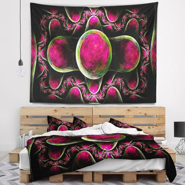 Designart 'Pink Exotic Fractal Pattern' Abstract Wall Tapestry