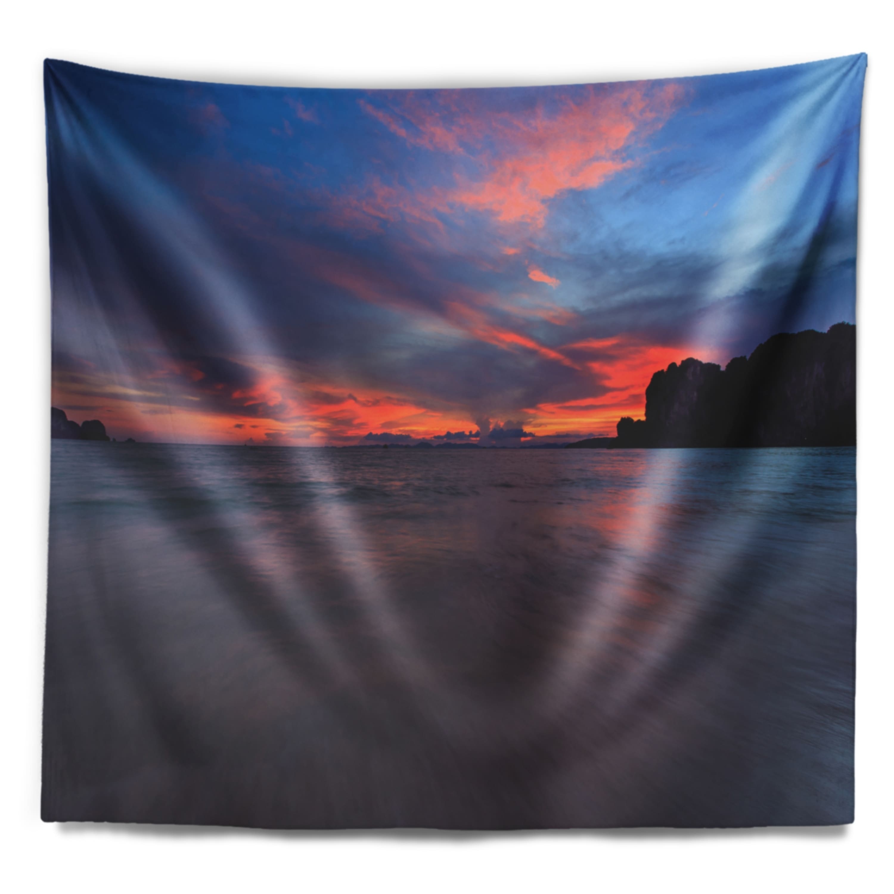 Designart 'sunset At Railay Beach Andaman Sea' Seashore Wall Tapestry 