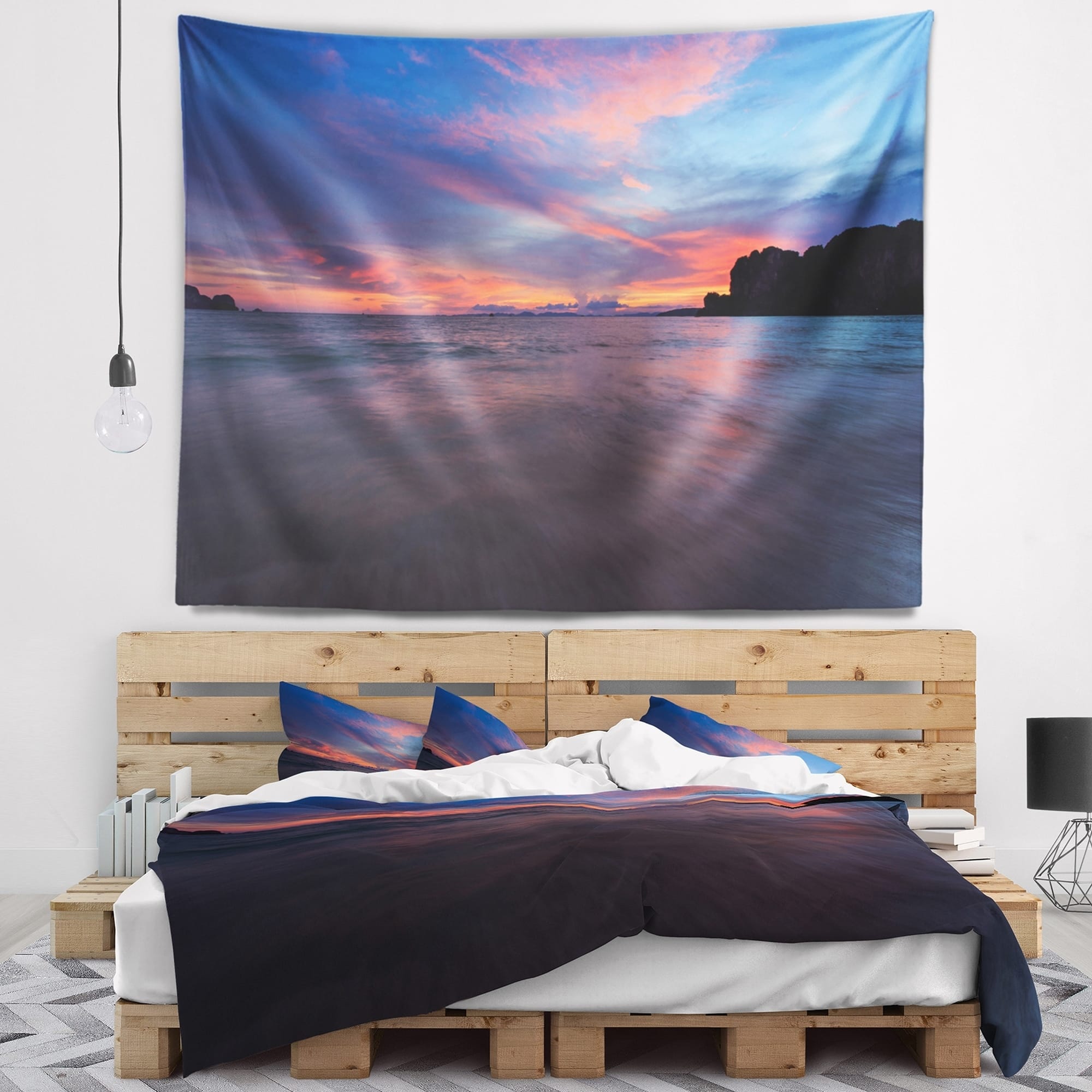 Designart 'sunset At Railay Beach Andaman Sea' Seashore Wall Tapestry 