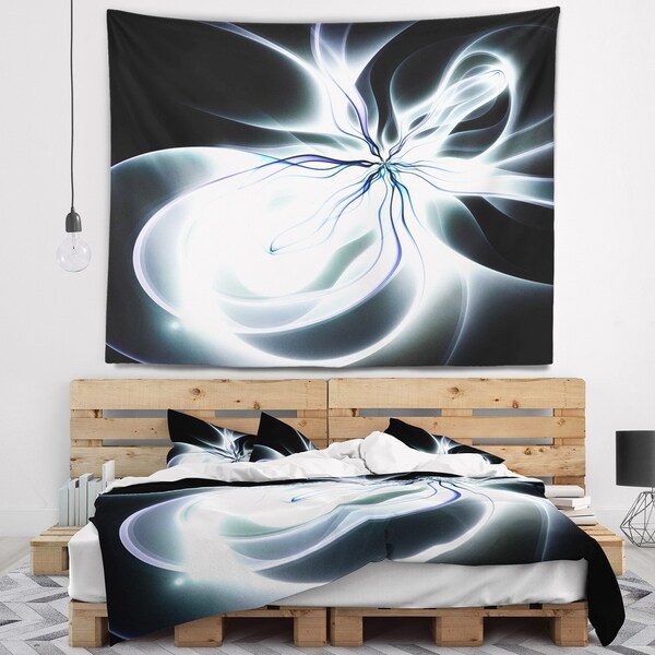 Designart 'White Symmetrical Fractal Flower' Abstract Wall Tapestry
