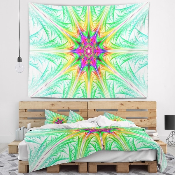 Designart 'Green Fractal Stained Glass' Abstract Wall Tapestry
